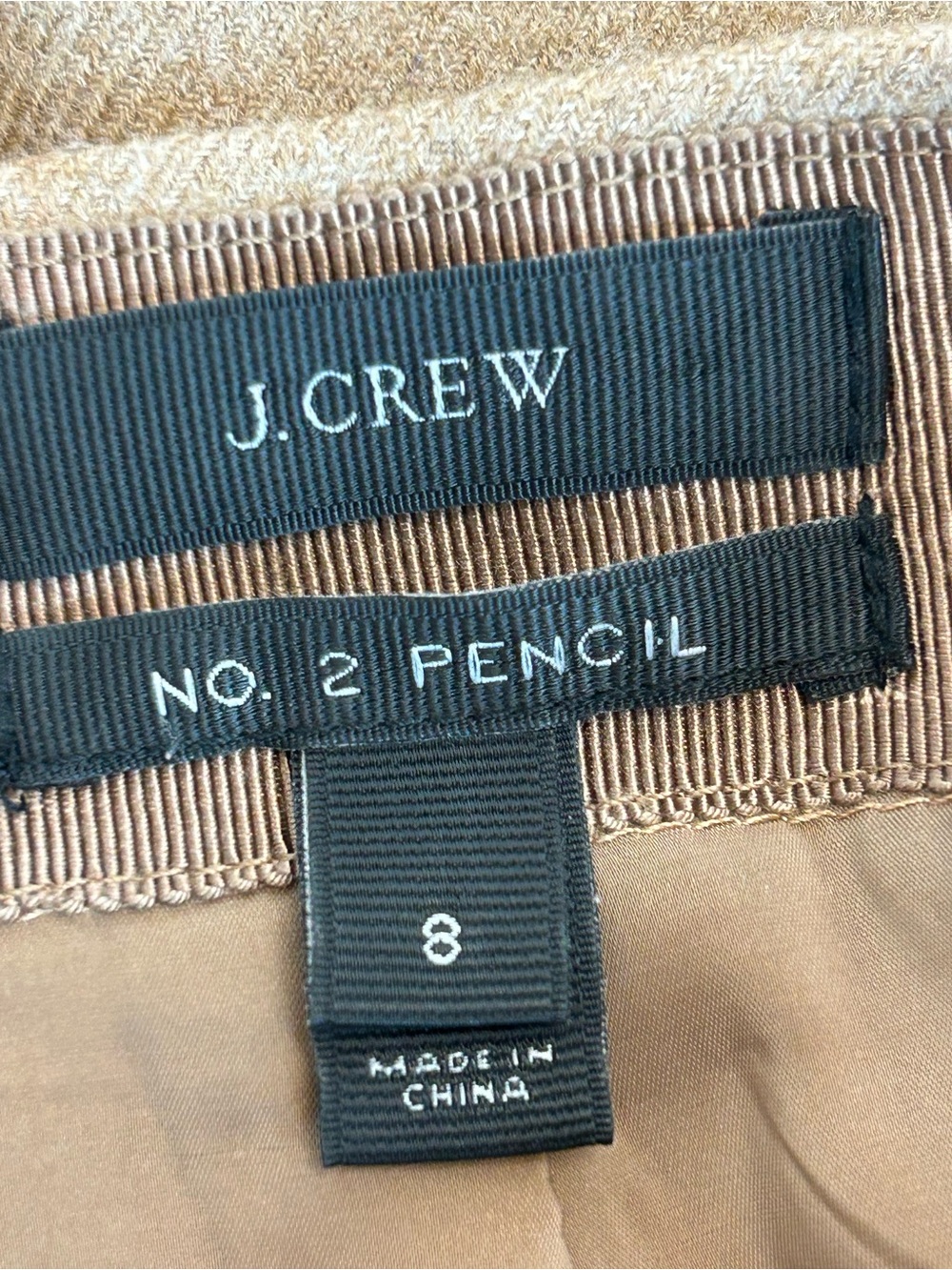J.Crew No. 2 Pencil Skirt Size 8 100% Wool Beige Tan Classic Workwear NWOT - Picture 6 of 12